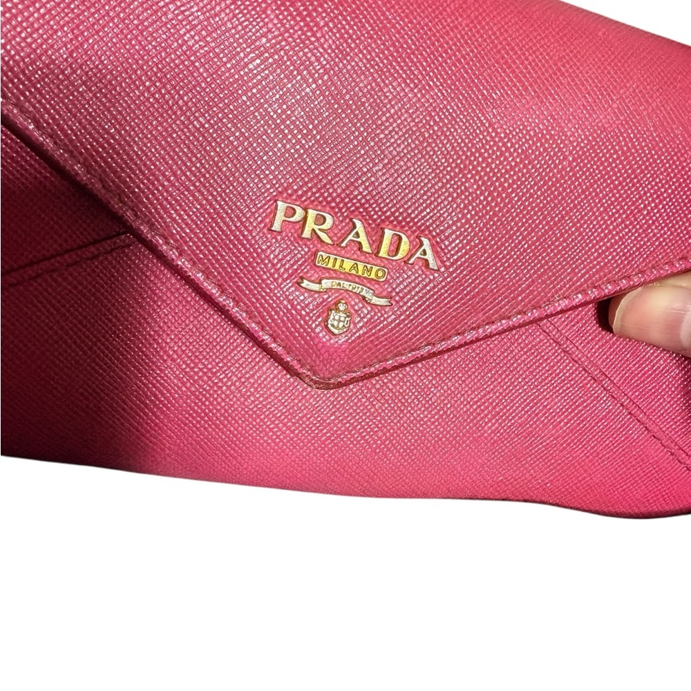 Prada Fuchsia Pink Leather Wallet color fade a bit as shown Vintage - Picture 6 of 8